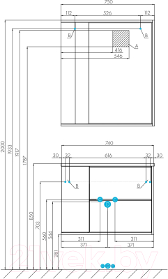 Тумба под умывальник Акватон Бостон 75 (1A252601BN010)