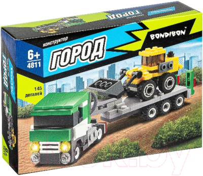 Конструктор Bondibon Город. Тягач с платформой и бульдозер / ВВ4811 - фото