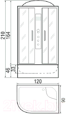 Душевая кабина RIVER Dunay 120/90/44 МТ L