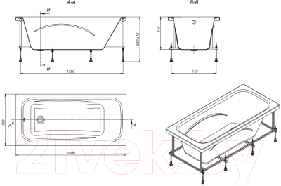 Ванна акриловая Roca Line 150x70 / ZRU9302982