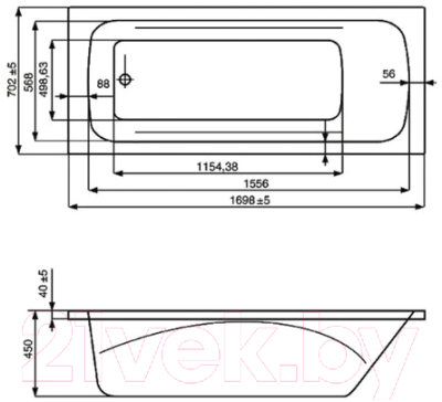 Ванна акриловая Roca Line 170x70 / ZRU9302924 (без каркаса)