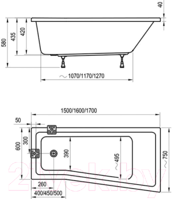 Ванна акриловая Ravak BeHappy II 150x75 R