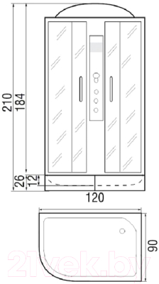 Душевая кабина RIVER Nara 120/90/24 МТ L