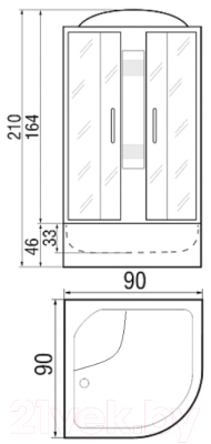 Душевая кабина RIVER Nara Light 90/44 МТ