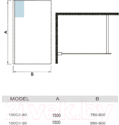 Стеклянная шторка для ванны WeltWasser WW100 100G1-80