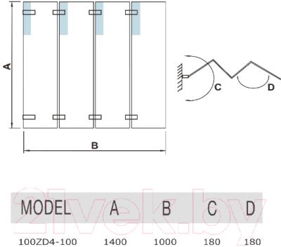 Стеклянная шторка для ванны WeltWasser WW100 100ZD4-100