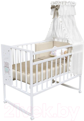 Детская кроватка VDK Magico Mini колесо-качалка Oh my Bear - фото