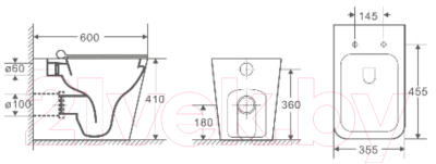 Унитаз приставной WeltWasser WW Gelbach 002 MT-BL (матовый черный)