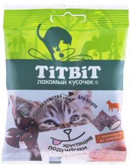 Лакомство для кошек TiTBiT Хрустящие подушечки с паштетом из ягненка / 13885 - фото