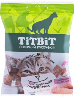 Лакомство для кошек TiTBiT Хрустящие подушечки с паштетом из лосося / 13892 - фото