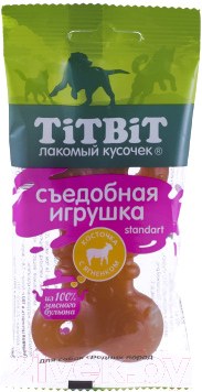 Лакомство для собак TiTBiT Standart. Съедобная игрушка косточка с ягнененком / 14431 - фото