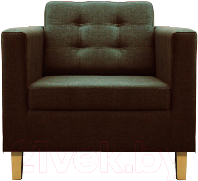 Кресло мягкое Brioli Дилли клетка Д (J5/коричневый/опоры светлые) - фото