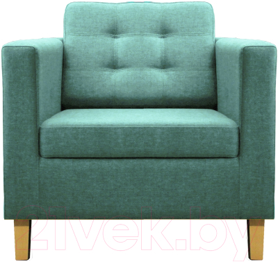 Кресло мягкое Brioli Дилли клетка Д (J14/голубой/опоры светлые) - фото