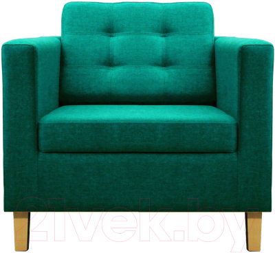 Кресло мягкое Brioli Дилли клетка Д (J16/азур/опоры светлые) - фото