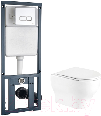 Унитаз подвесной с инсталляцией WeltWasser Erlenbach 004 GL-WT + Marberg 410 SE - фото