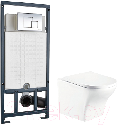 Унитаз подвесной с инсталляцией WeltWasser Odenbach 004 GL-WT + Marberg 507 SE  - фото