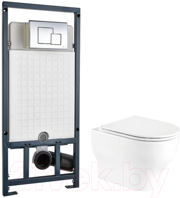 Унитаз подвесной с инсталляцией WeltWasser Erlenbach 004 GL-WT + Marberg 507 SE - фото
