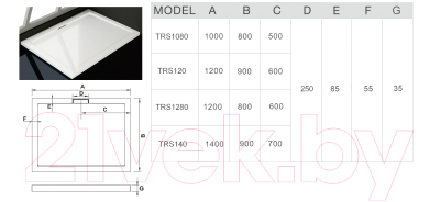 Душевой поддон WeltWasser TRS 14090 140x90x3.5 (с сифоном)