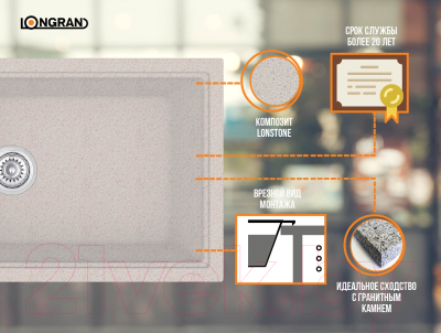 Мойка кухонная Longran Classic CLS914.457 (терра)