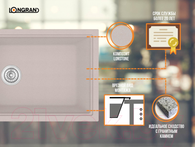 Мойка кухонная Longran Classic CLS914.457 (саббиа)