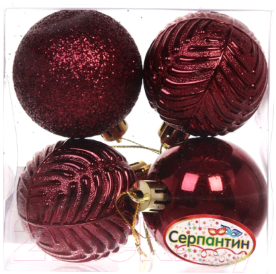 Набор шаров новогодних Серпантин Микс фактур 201-0829 5см - фото