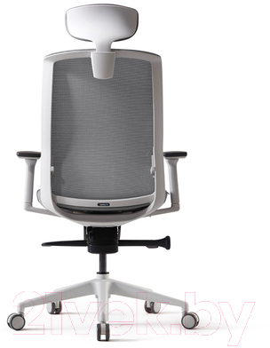 Кресло офисное Bestuhl J1 White Pl с подголовником и подлокотником (серая сетка/серая ткань)