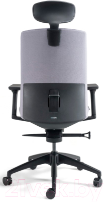 Кресло офисное Bestuhl J2 Black Pl с подголовником и подлокотником (серая ткань)