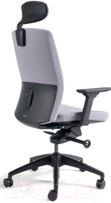 Кресло офисное Bestuhl J2 Black Pl с подголовником и подлокотником (серая ткань)