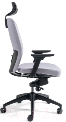 Кресло офисное Bestuhl J2 Black Pl с подголовником и подлокотником (серая ткань)