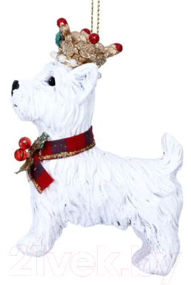 Елочная игрушка Gisela Graham Limited Glory Вестхайленд-терьер в короне / 15640 - фото