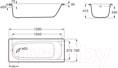 Ванна стальная Roca Contesa 120x70 / A212106001