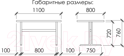 Обеденный стол Buro7 Двутавр Классика 110x80x76
