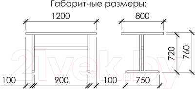 Обеденный стол Buro7 Двутавр с обзолом 120x80x76