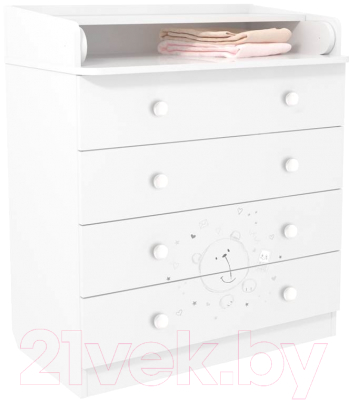 Комод пеленальный Polini Kids French 1580 Teddy (белый)