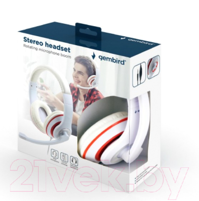 Наушники-гарнитура Gembird MHS-03-WTRD