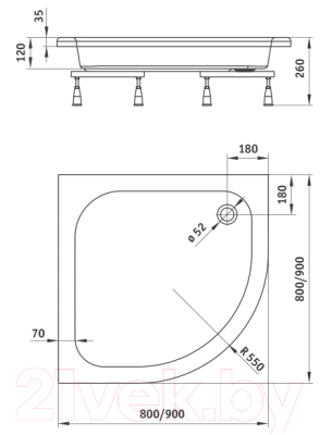 Душевой уголок Deante KYP 051K + KTU 031B + KTU 031O