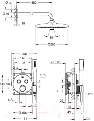 Душевая система со смесителем GROHE Grohtherm SmartControl 34744000