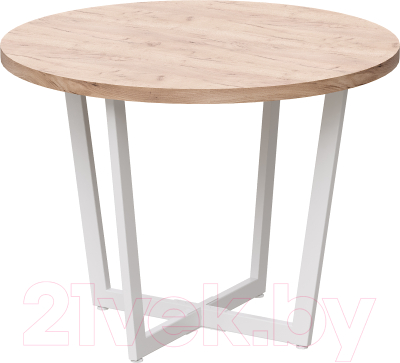 Обеденный стол Millwood Лофт Орлеан Л D100x75 (дуб золотой крафт/опора белый муар) - фото