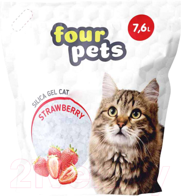 Наполнитель для туалета Four Pets Силикагелевый с ароматом клубники / TUZ792 - фото