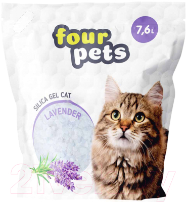 Наполнитель для туалета Four Pets Силикагелевый с ароматом лаванды / TUZ794 - фото