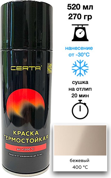 Краска Certa Термостойкая RAL 1015 400°С