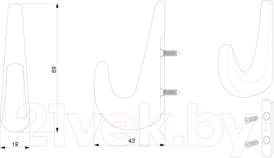 Крючок для одежды Boyard K103CP.9