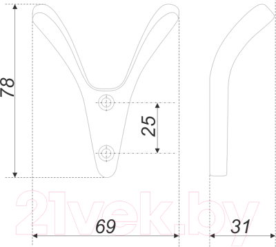Крючок для одежды Boyard Senator K212BL.2