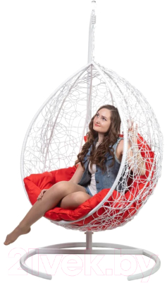 Кресло подвесное BiGarden Tropica White (красная подушка)