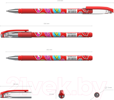 Ручка шариковая Erich Krause Sweet Love / 50740