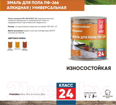 Эмаль Класс 24 ПФ-266 для пола