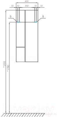 Шкаф-полупенал для ванной Акватон Мишель (1A243903MIX40)