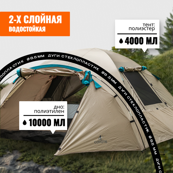 Палатка Coyote Kansas-3 / CL-B21-3P-Sand