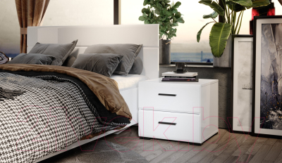 Прикроватная тумба Империал Йорк (белый жемчуг/белый глянец)