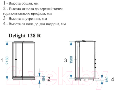 Душевая кабина Domani-Spa Delight 128 R / DS01D128RLBT00 (черный/тонированное стекло)